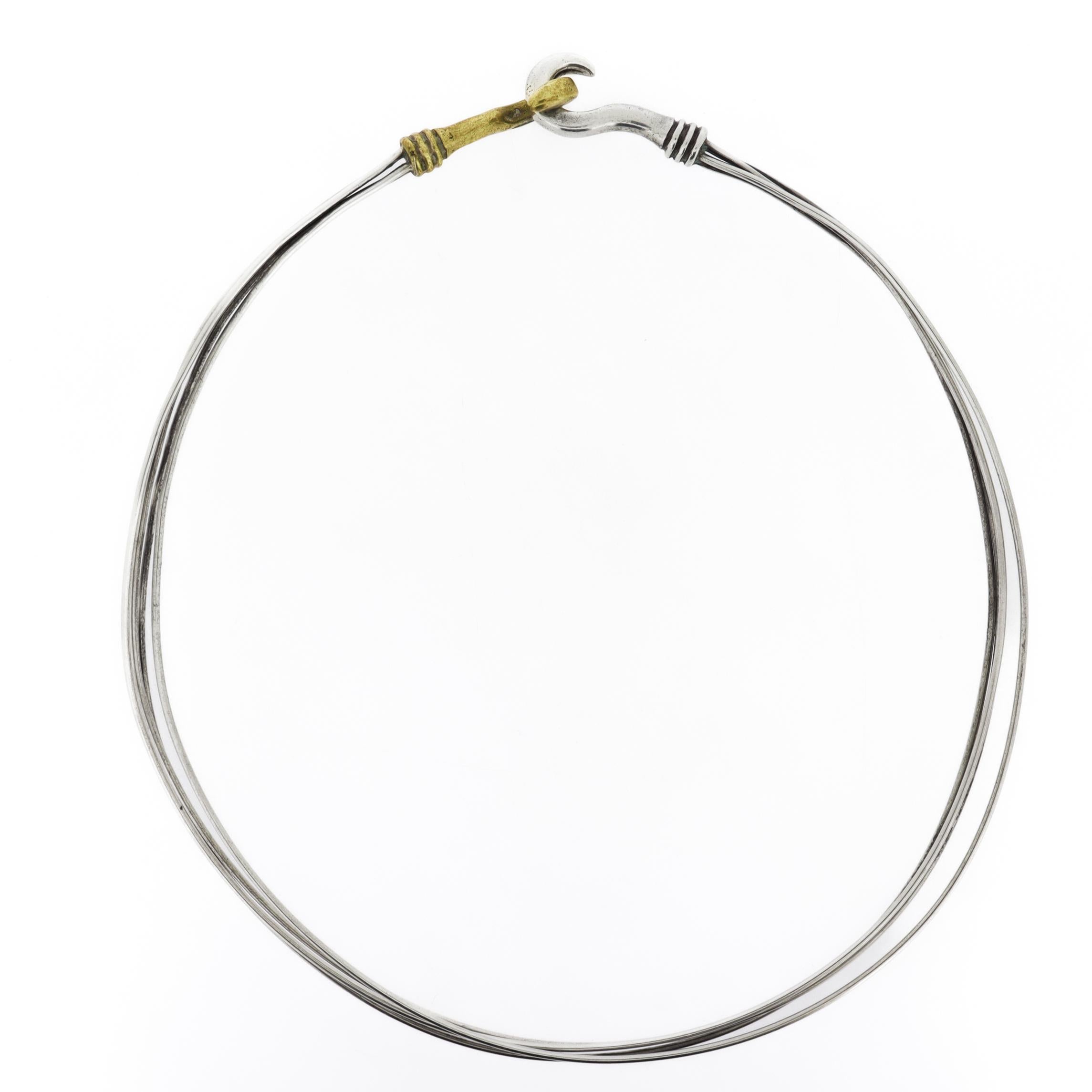 Vintage Alwand Vahan Sterling Silber & Messing Multi-Kabel-Kropfband im Zustand „Gut“ im Angebot in Philadelphia, PA