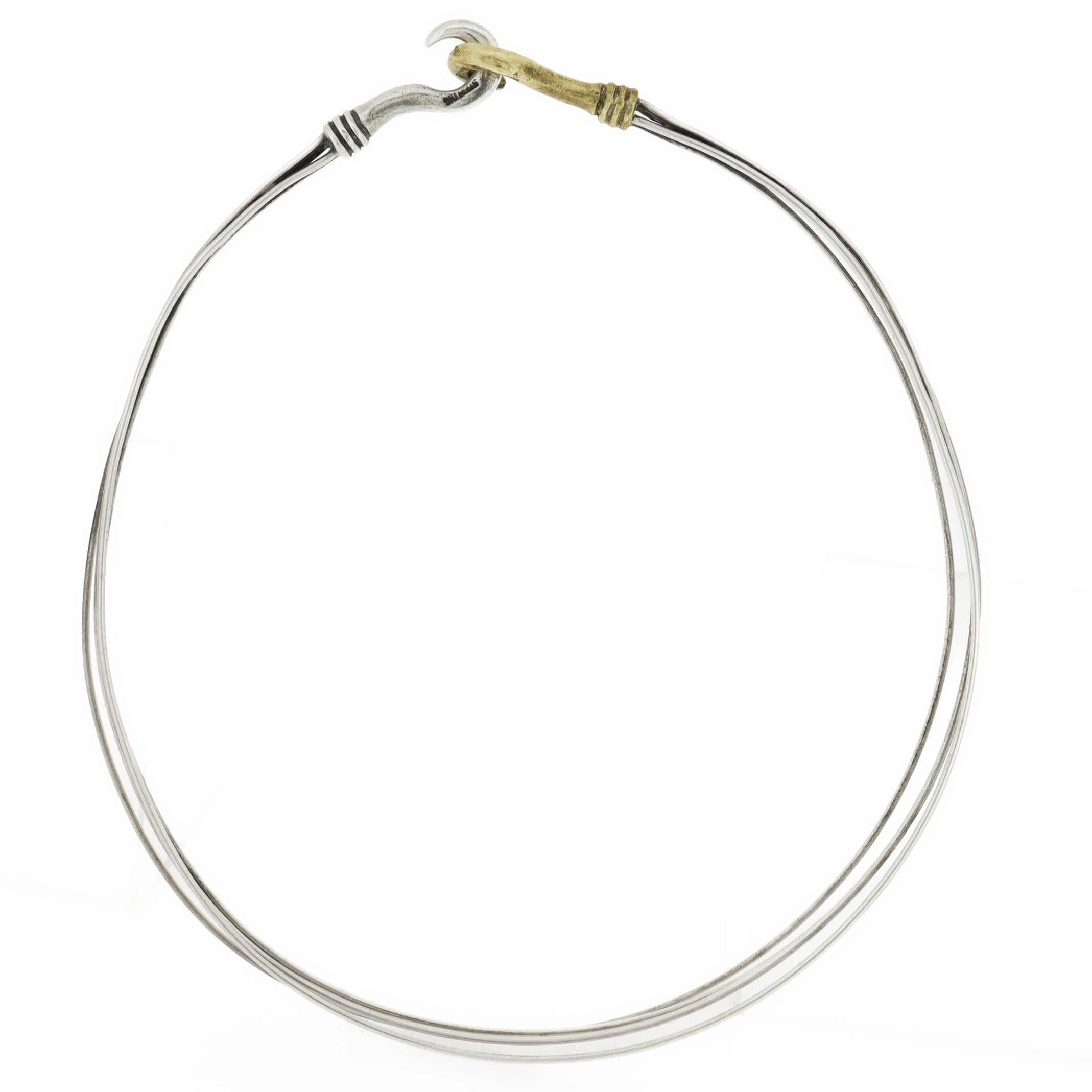 Vintage Alwand Vahan Sterling Silber & Messing Multi-Kabel-Kropfband im Angebot 4