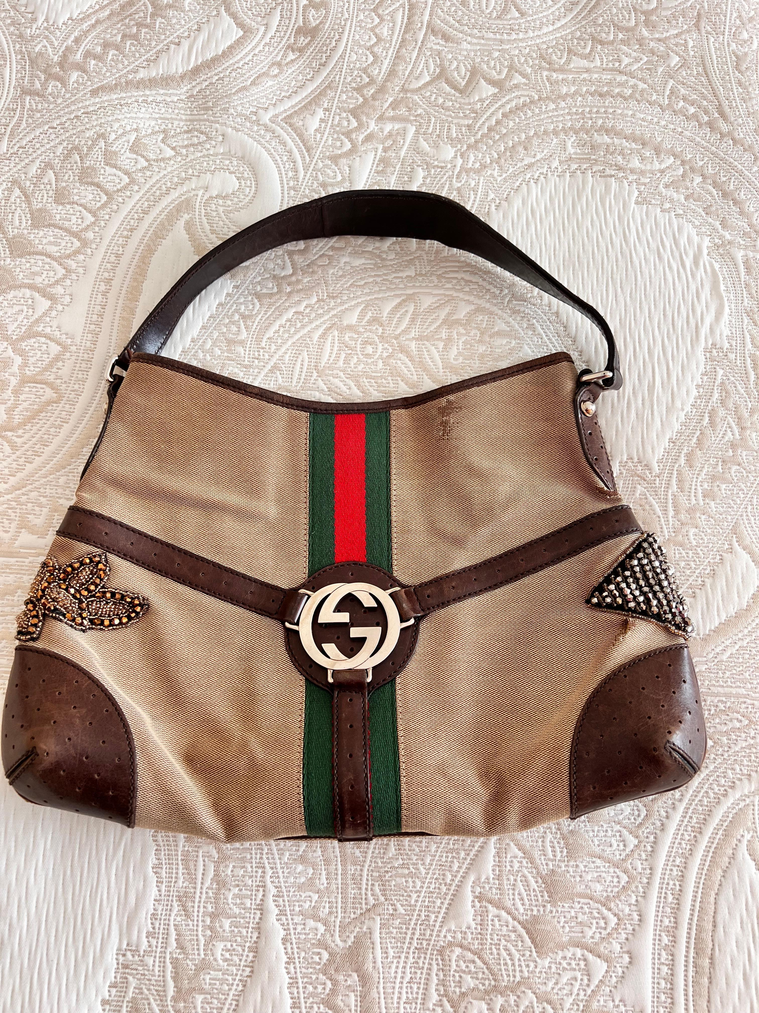 Vintage Amalfi Gucci GG Logo Canvas and Leather bag In Fair Condition In  Bilbao, ES
