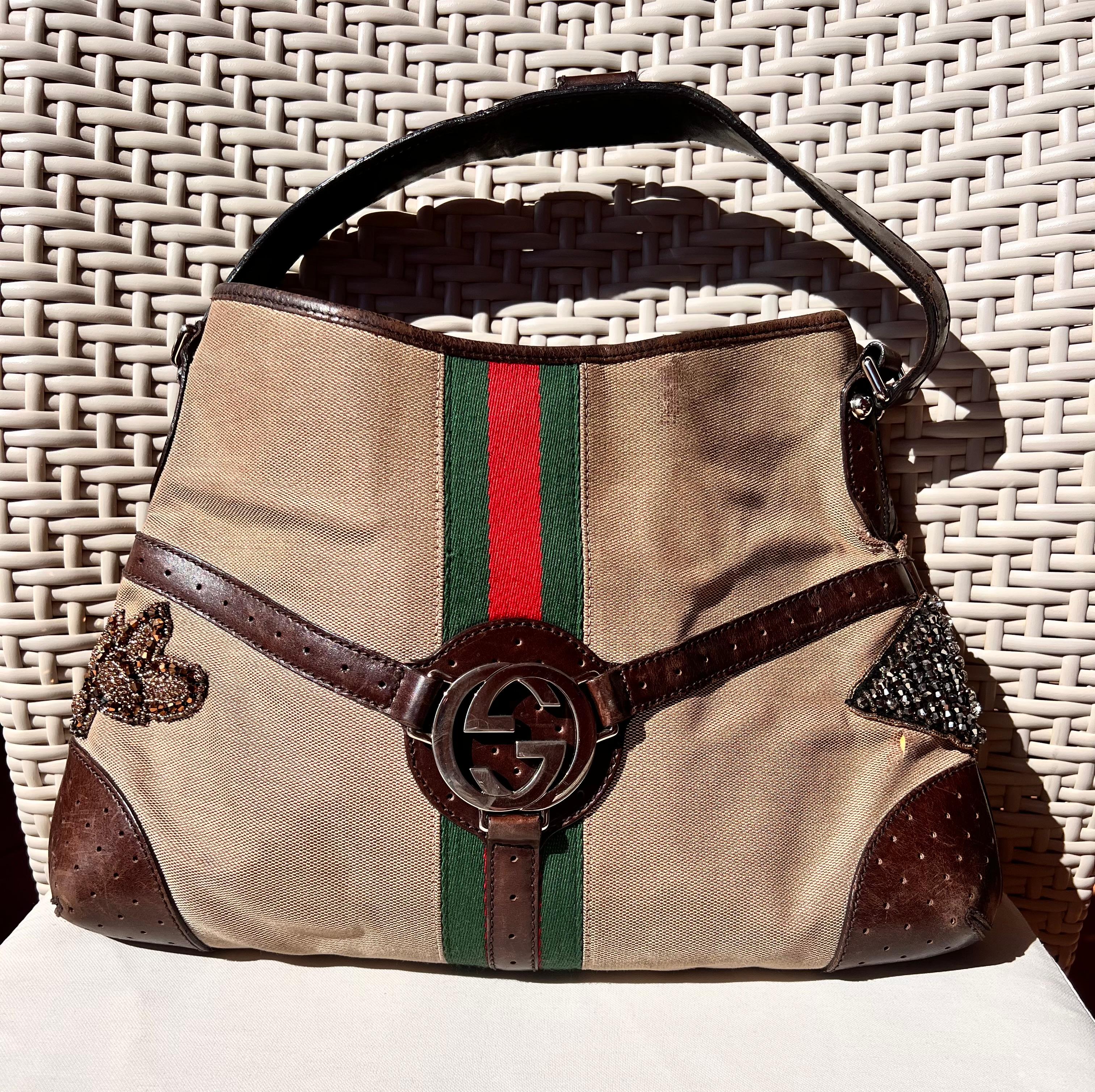 Women's Vintage Amalfi Gucci GG Logo Canvas and Leather bag