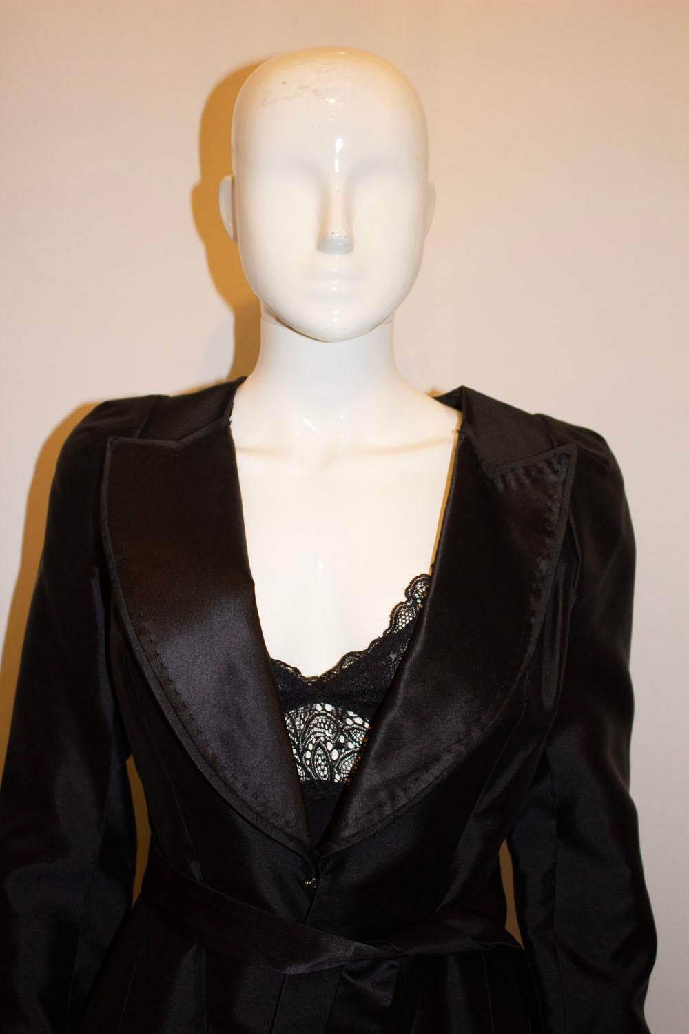 Vintage Amanda Wakeley Black Silk Jacket For Sale 1