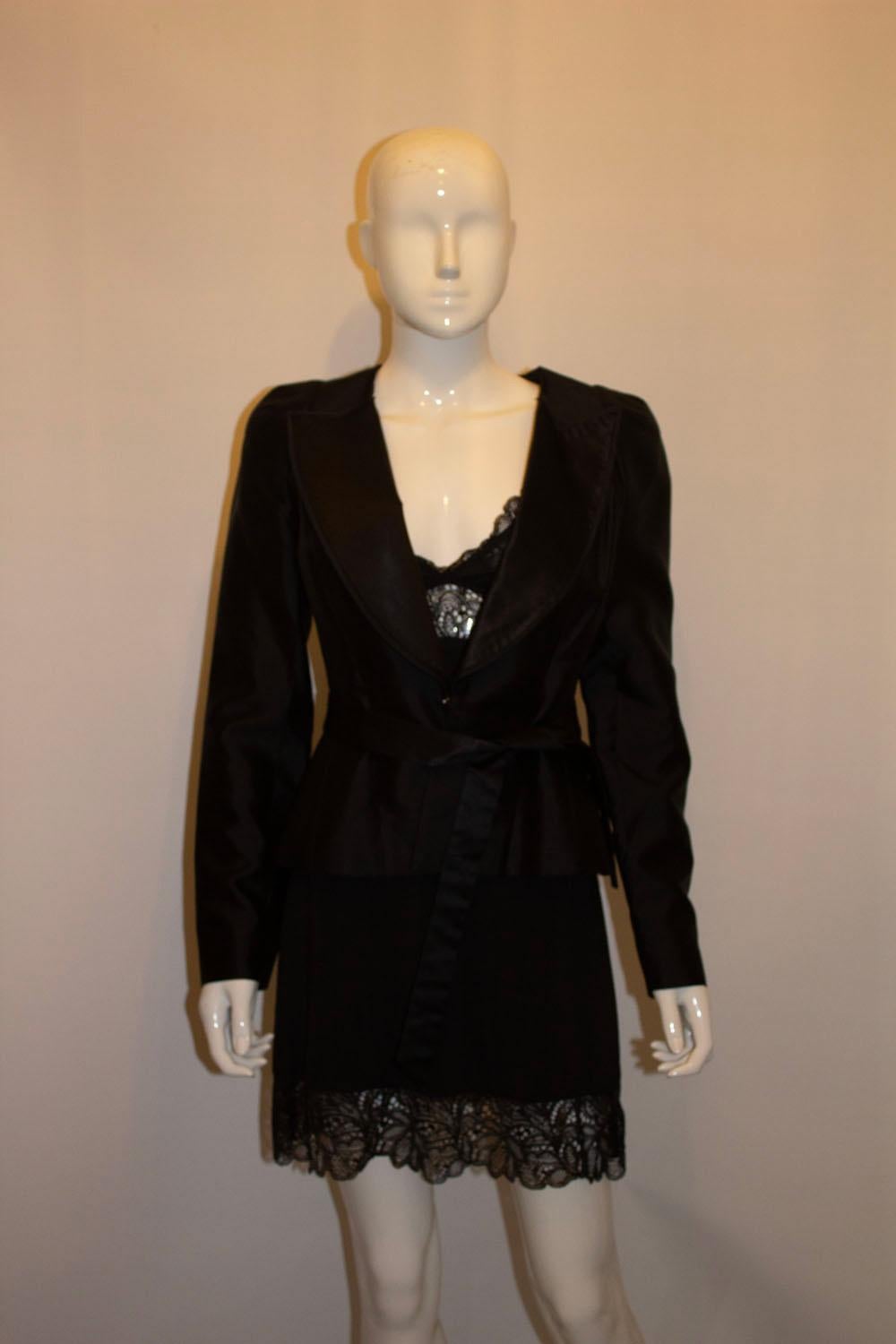 Vintage Amanda Wakeley Black Silk Jacket For Sale 2