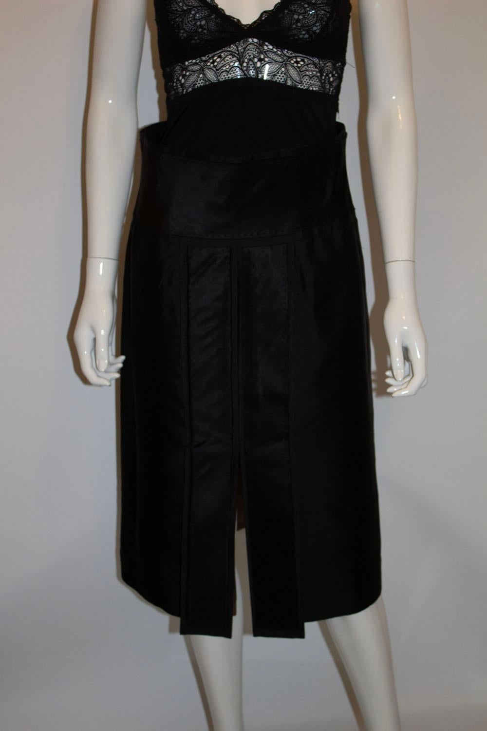 Vintage Amanda Wakeley Black Silk Skirt For Sale 2