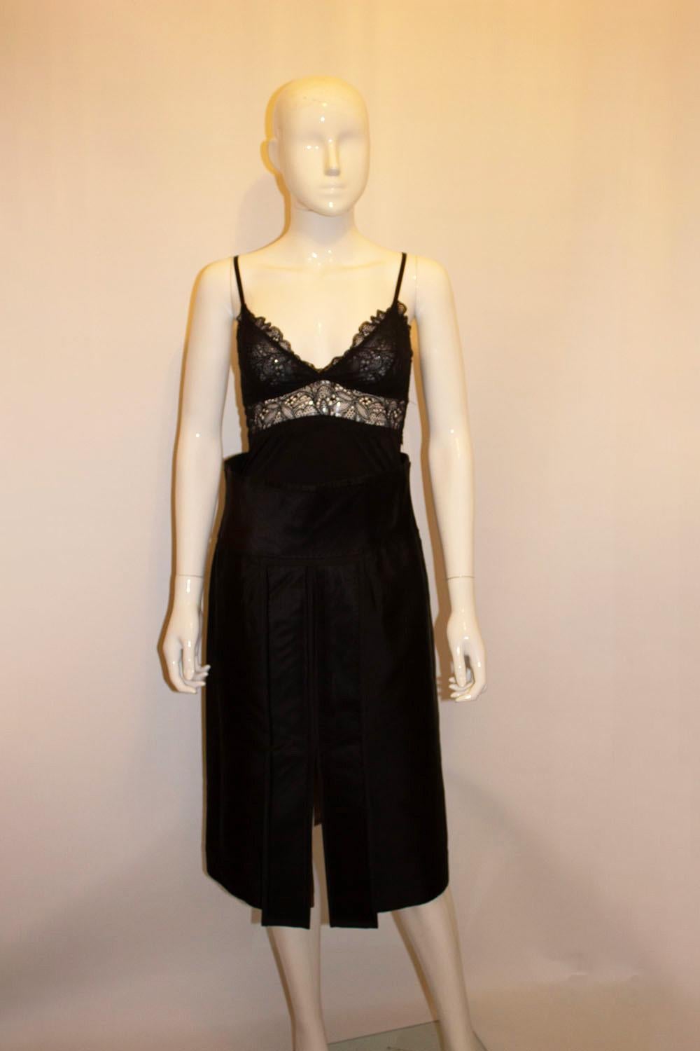 Vintage Amanda Wakeley Black Silk Skirt For Sale 3