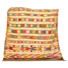 Tapis Boho vintage berbère algérien multicolore géométrique fait à la main rose, années 1970