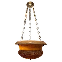 Vintage Amber Alabaster Light Fixture
