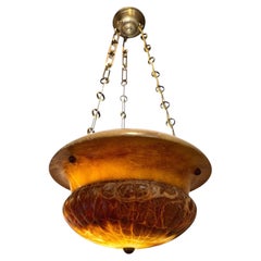 Vintage Amber Alabaster Light Fixture