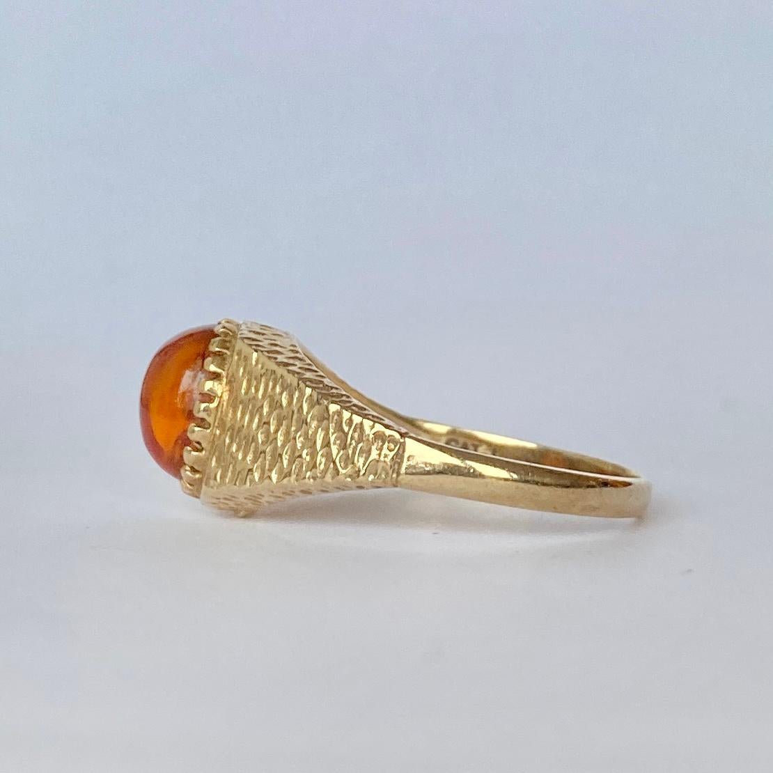 Modern Vintage Amber and 9 Carat Gold Ring