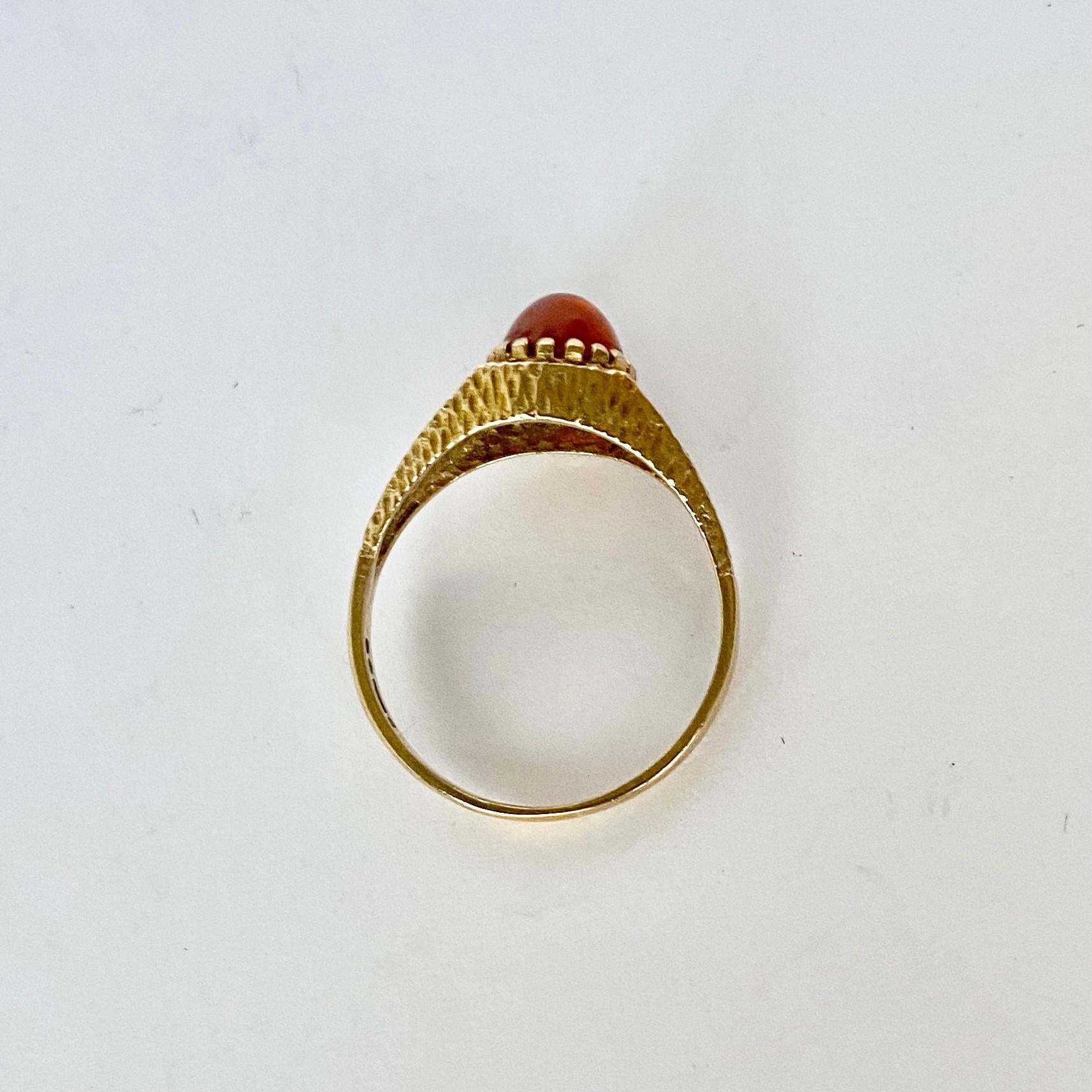 Cabochon Vintage Amber and 9 Carat Gold Ring