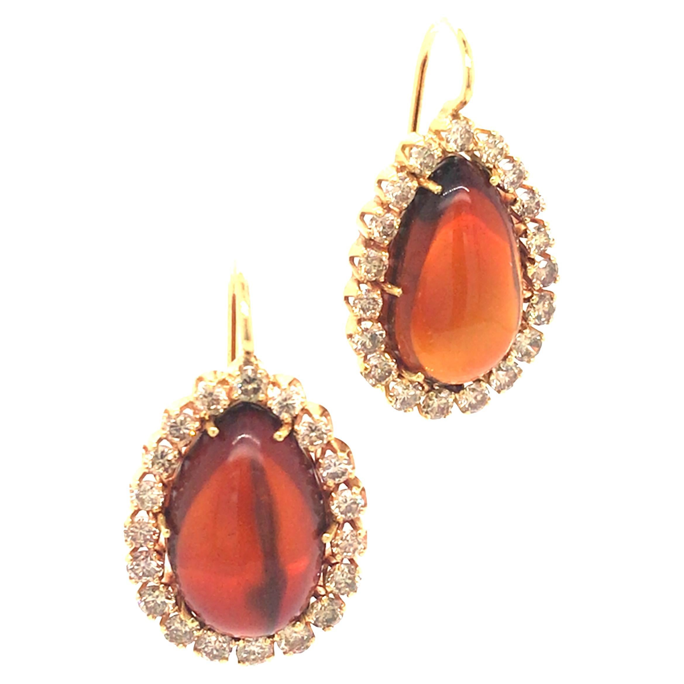 Cognac Diamond Earrings For Sale at 1stDibs