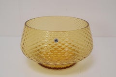 Cuenco vintage de vidrio artístico ámbar,  Empresa nacional Borocrystal , años 50.
