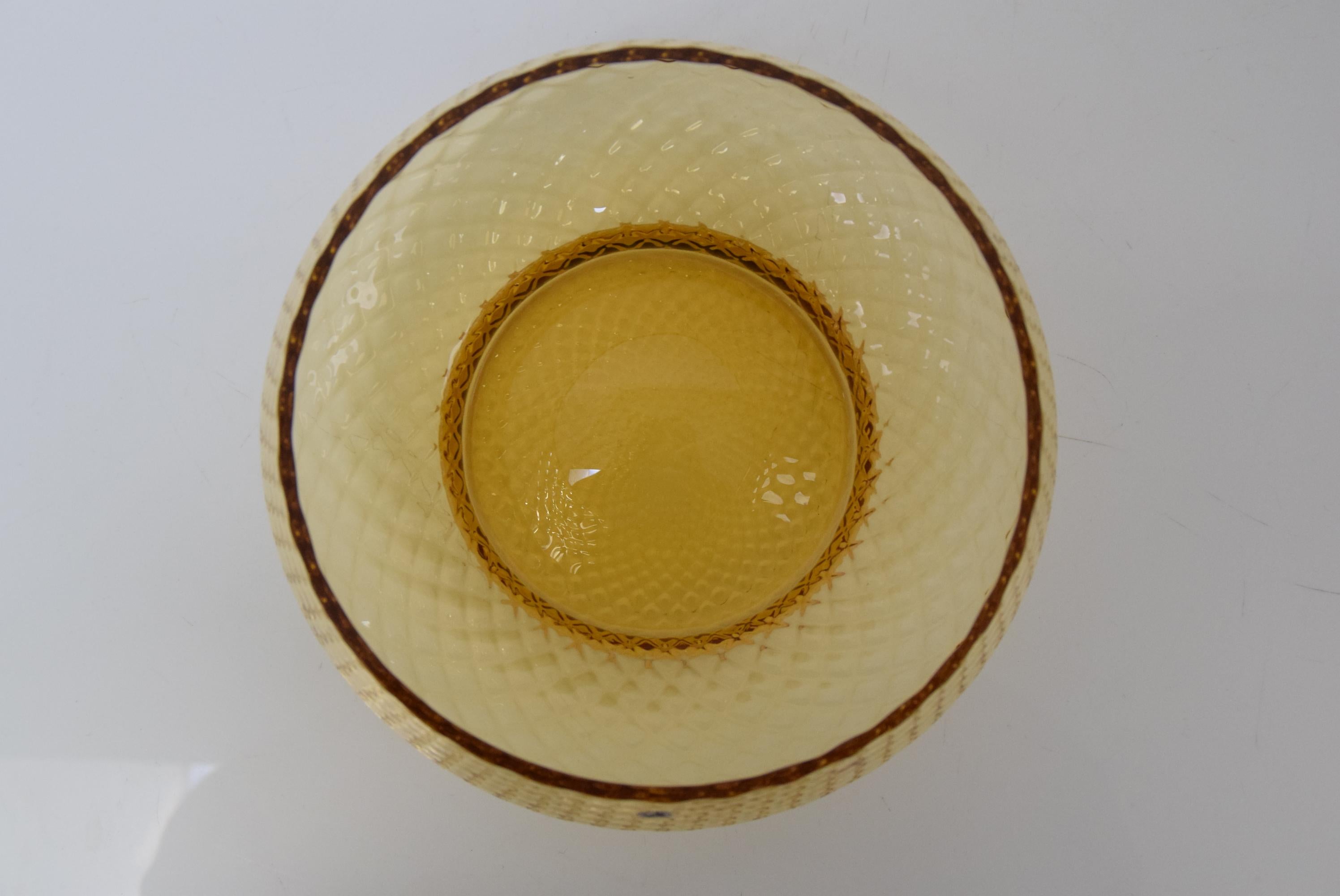 Mid-20th Century Vintage Amber Art Glass Bowl,  National company Borocrystal , 1950's. For Sale