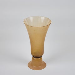 Vintage Amber Art Glass Footed Vase