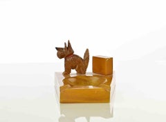 Posacenere Art Deco in bachelite ambra vintage, anni '30
