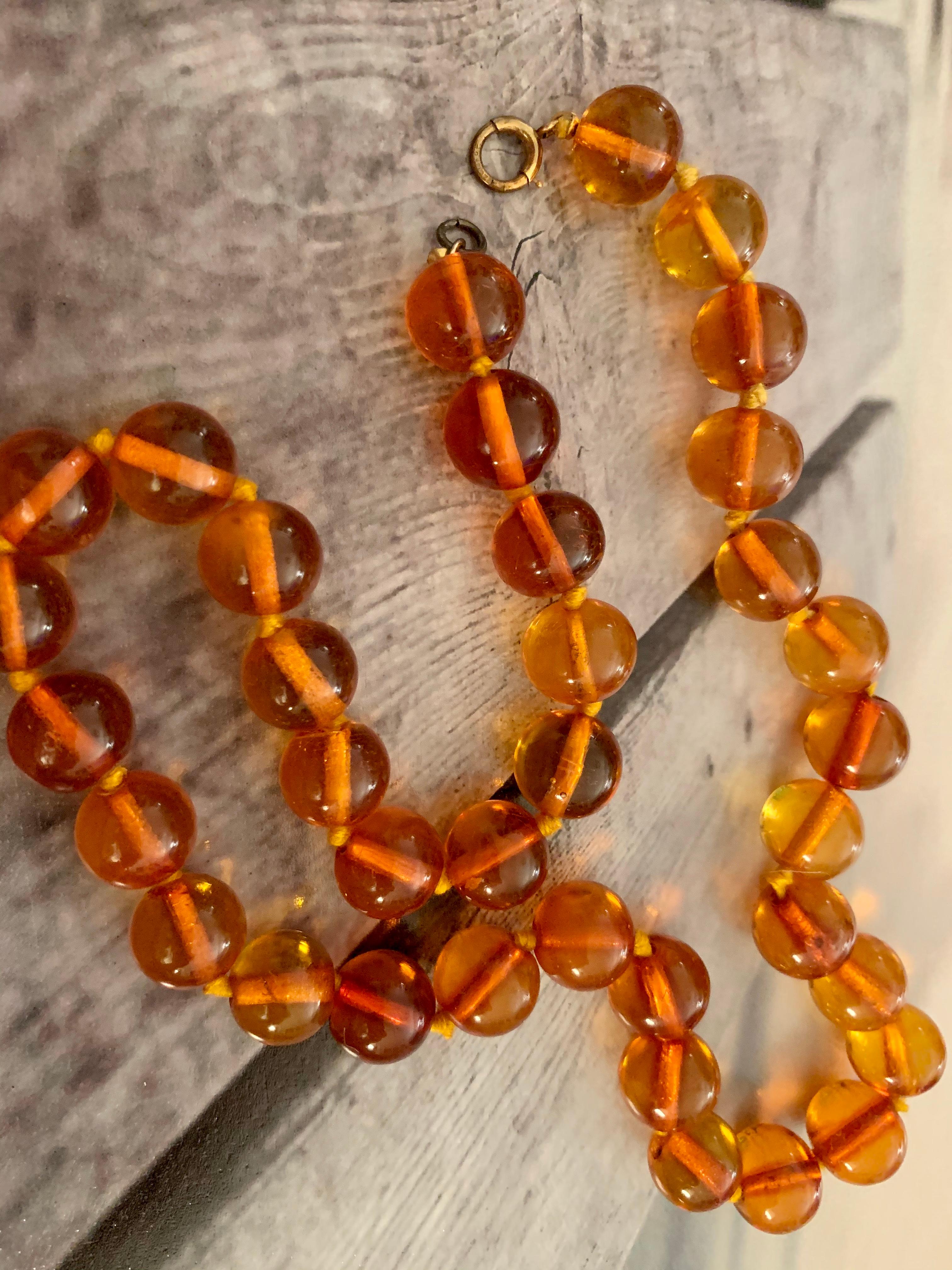 vintage amber beads necklace