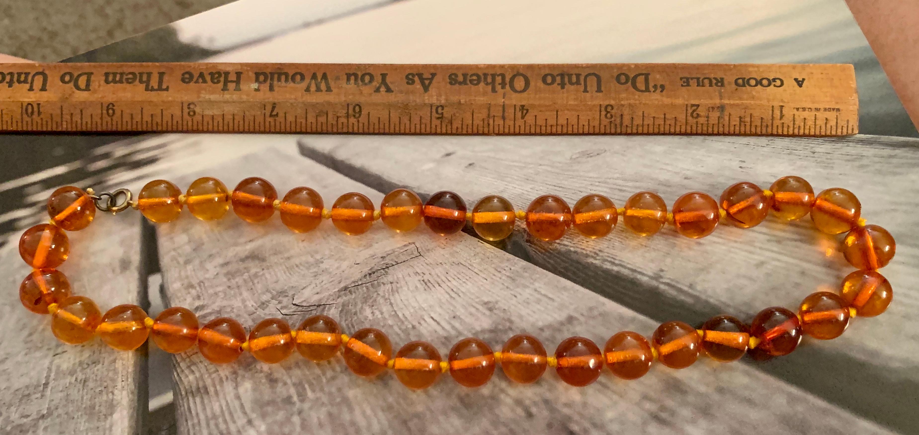 Vintage Amber Bead Necklace with Gold Filled Clasp 1
