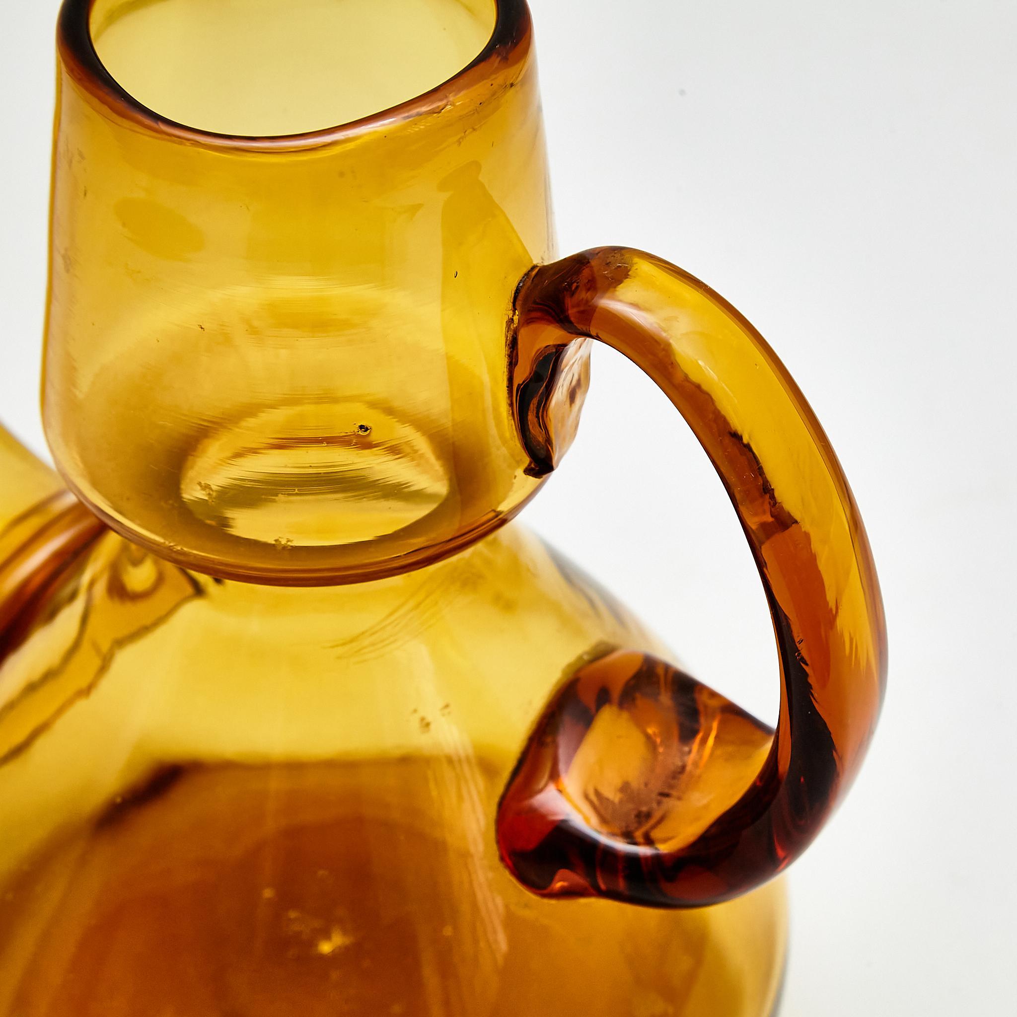 Vintage Amber Blown Glass Oil Cruet - Circa 1940 For Sale 5