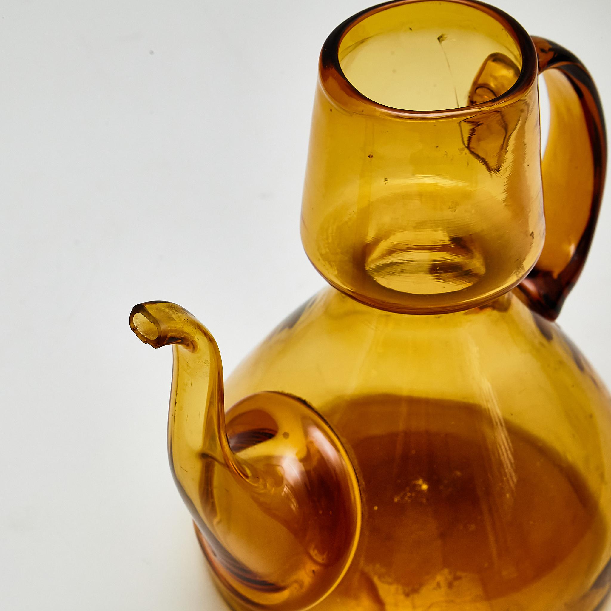 Vintage Amber Blown Glass Oil Cruet - Circa 1940 7