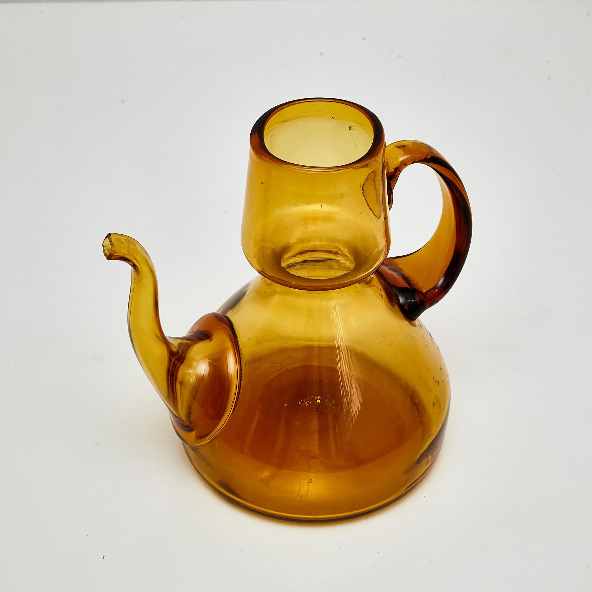 Vintage Amber Blown Glass Oil Cruet - Circa 1940 3
