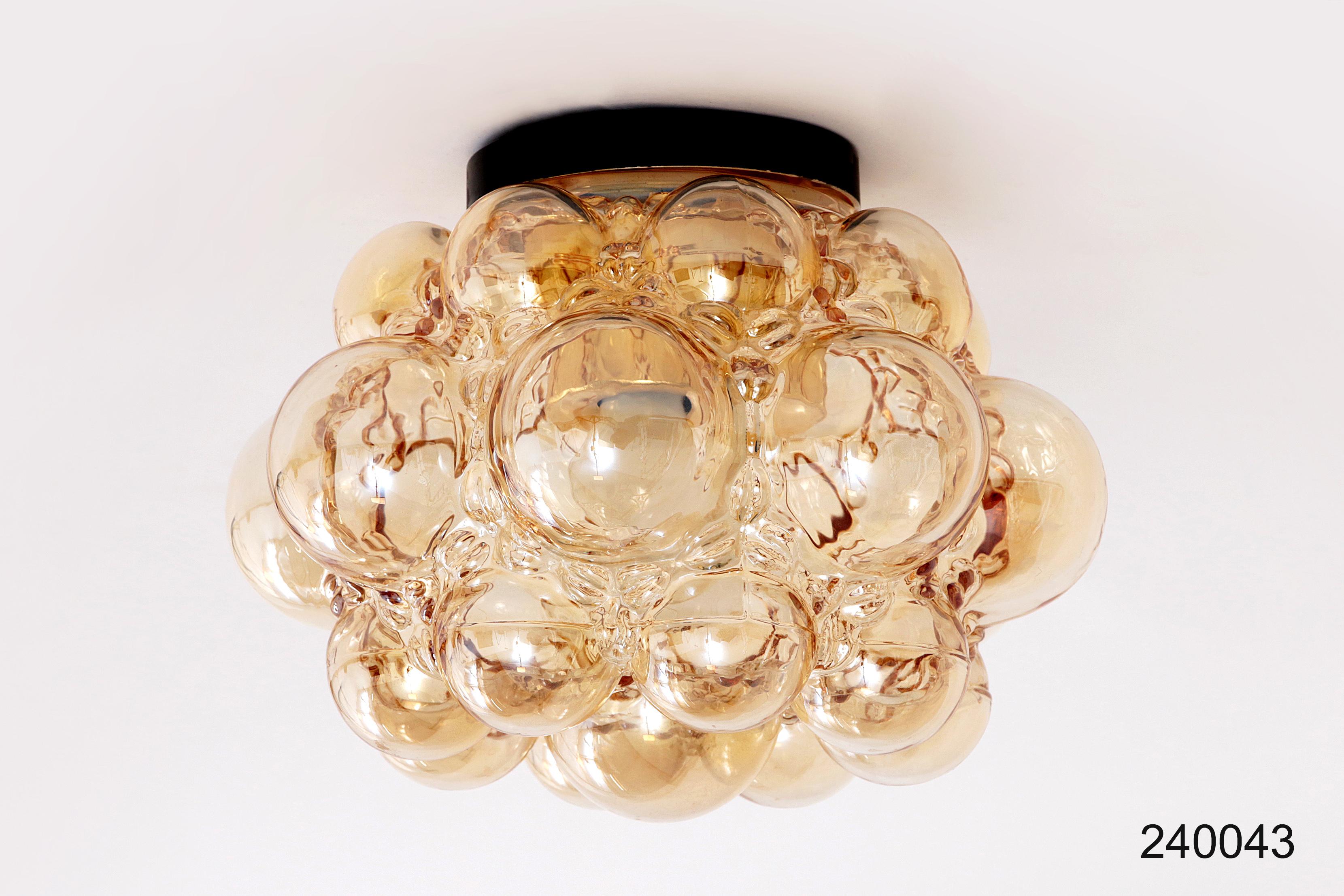 Vintage Amber Bubble Glass Lamp Helena Tynell, 1960 For Sale 8