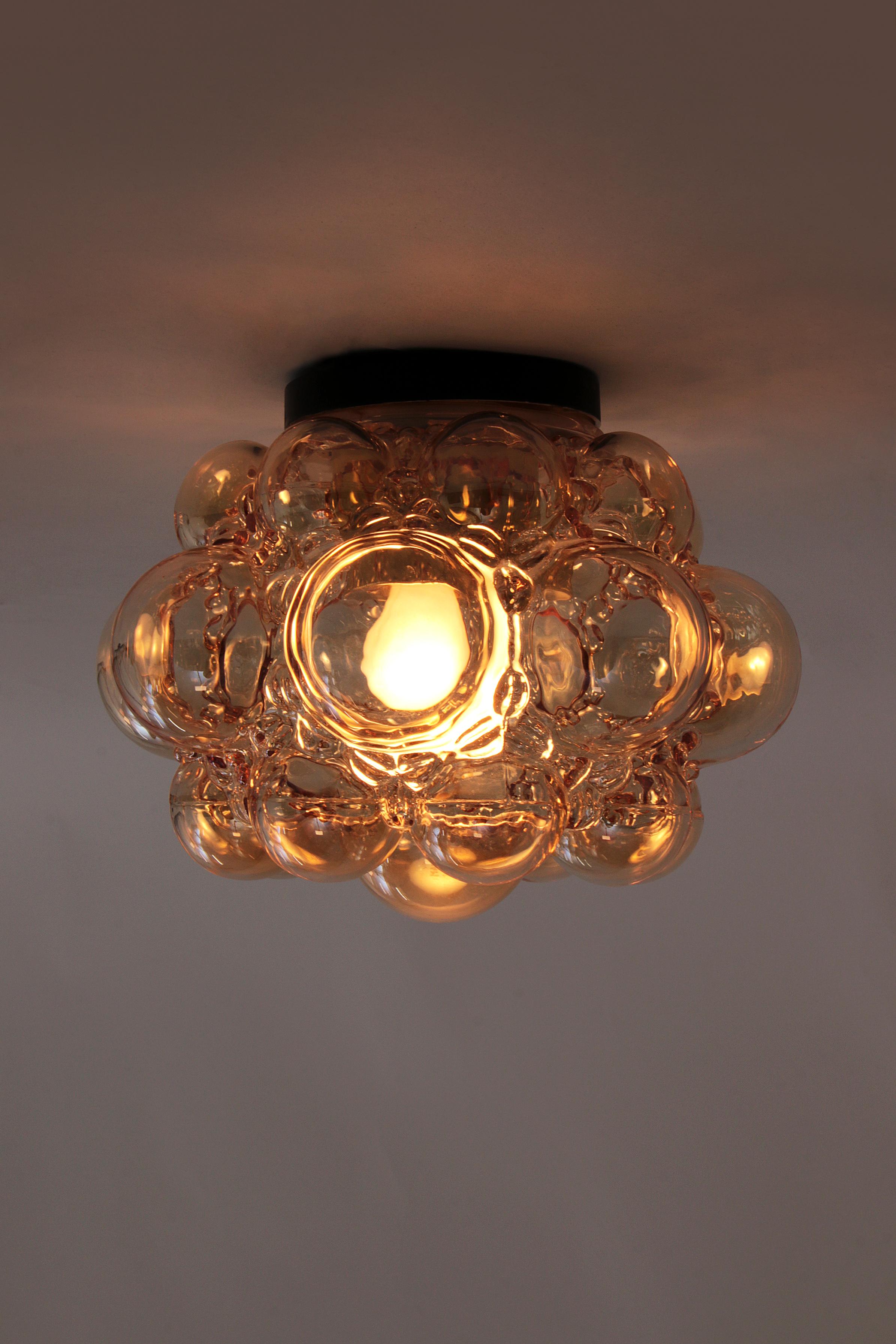 Vintage Amber Bubble Glass Lamp Helena Tynell, 1960 For Sale 1