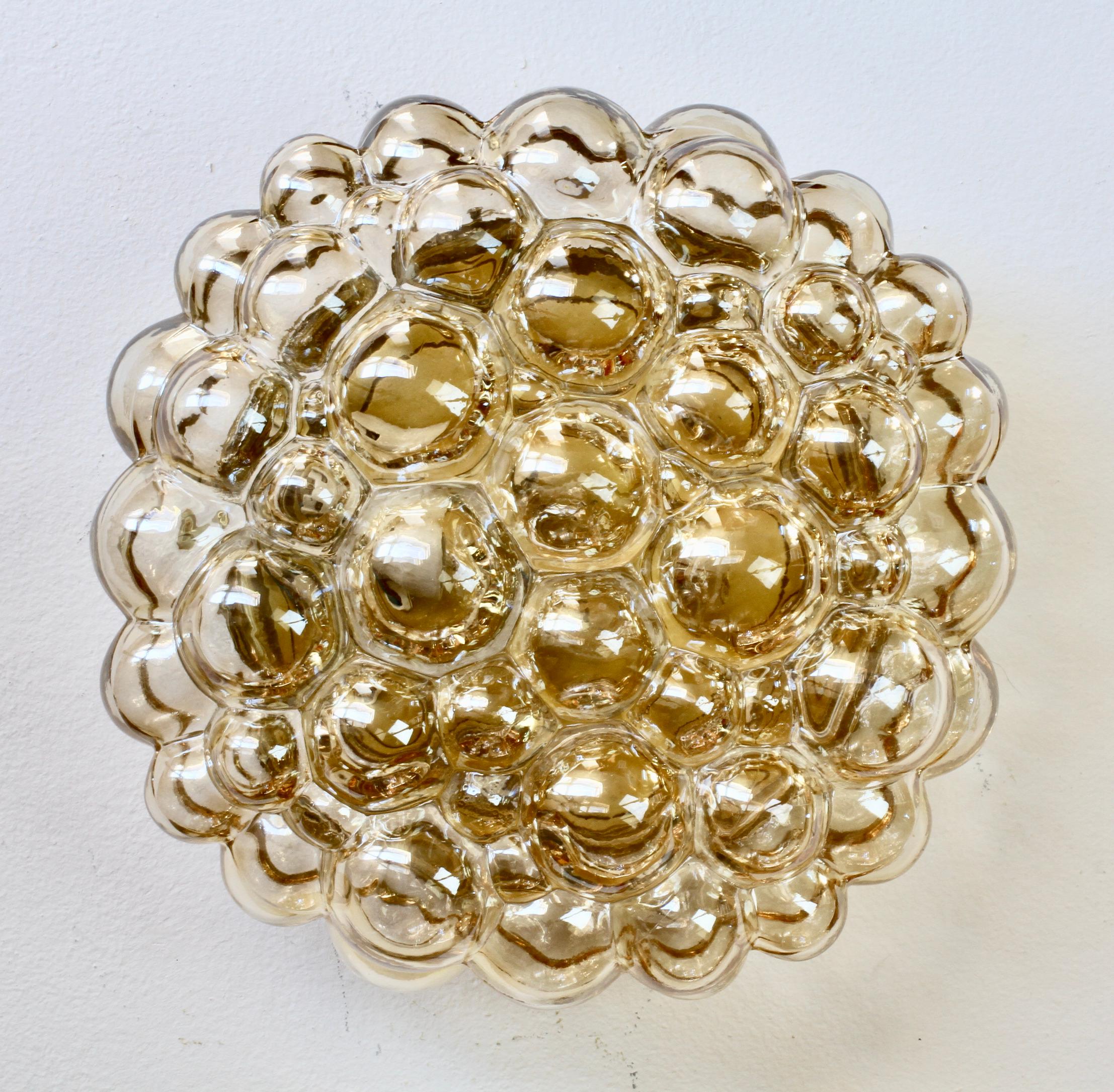 Mid-Century Modern Vintage Amber Bubble Glass Wall Light Helena Tynell for Limburg (attr.), 1960s