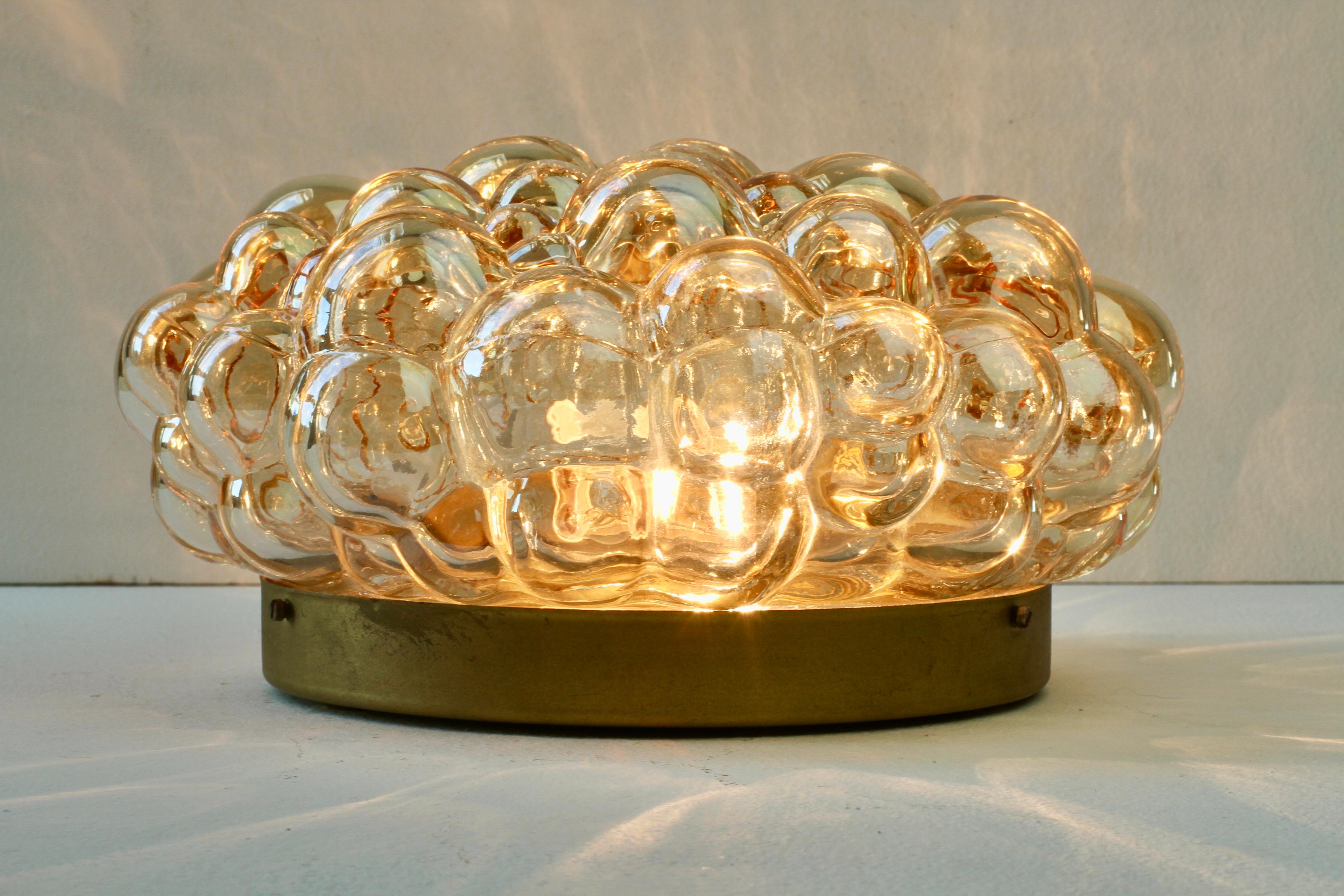 20th Century Vintage Amber Bubble Glass Wall Light Helena Tynell for Limburg (attr.), 1960s