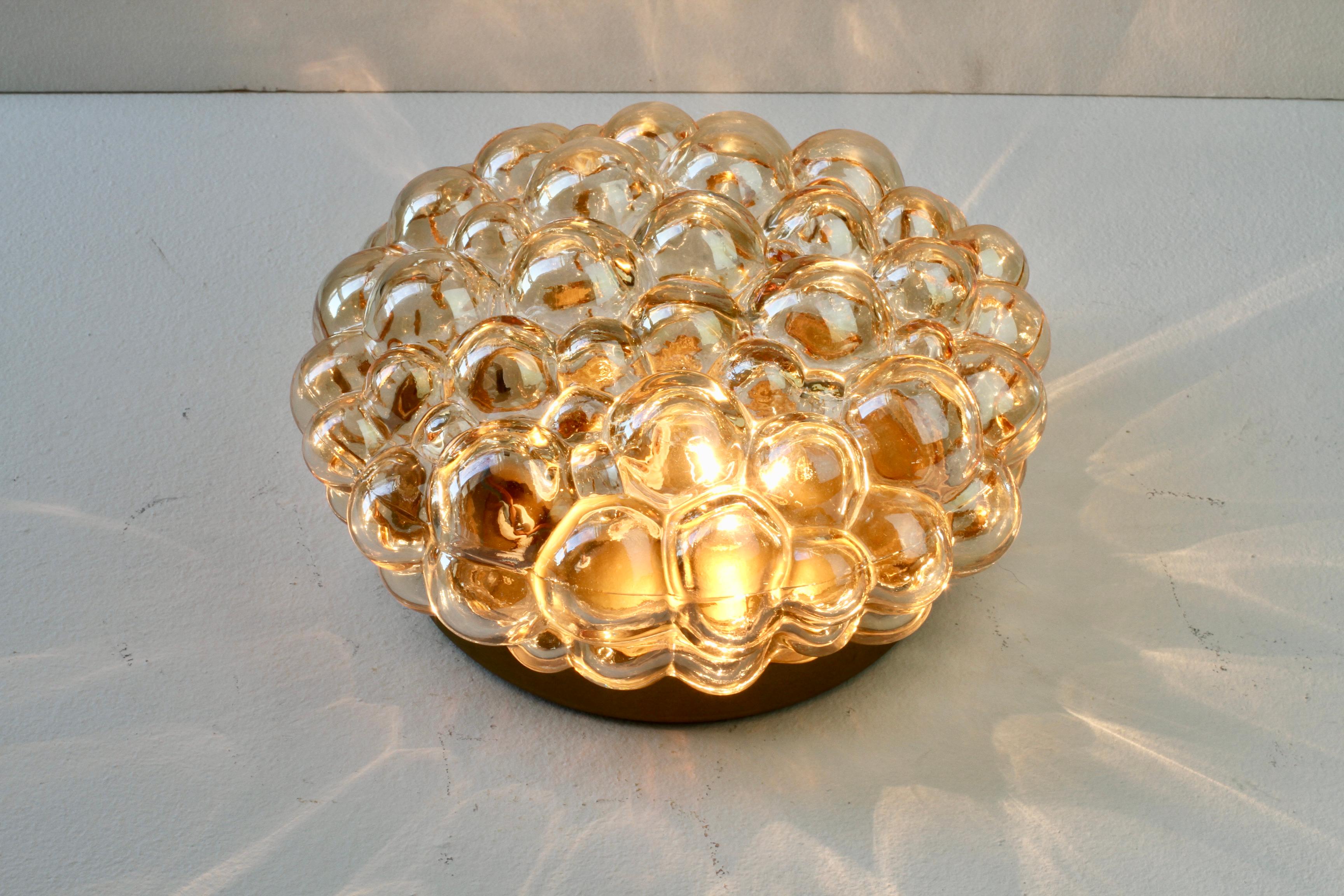 Metal Vintage Amber Bubble Glass Wall Light Helena Tynell for Limburg (attr.), 1960s