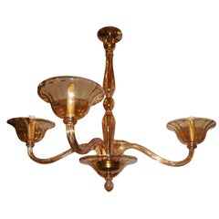 Vintage Amber Color Murano Chandelier