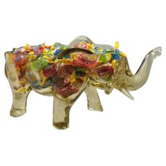 Vintage Amber Glass Consolidated Glass 15" Elephant Candy Trinket Dish (C)