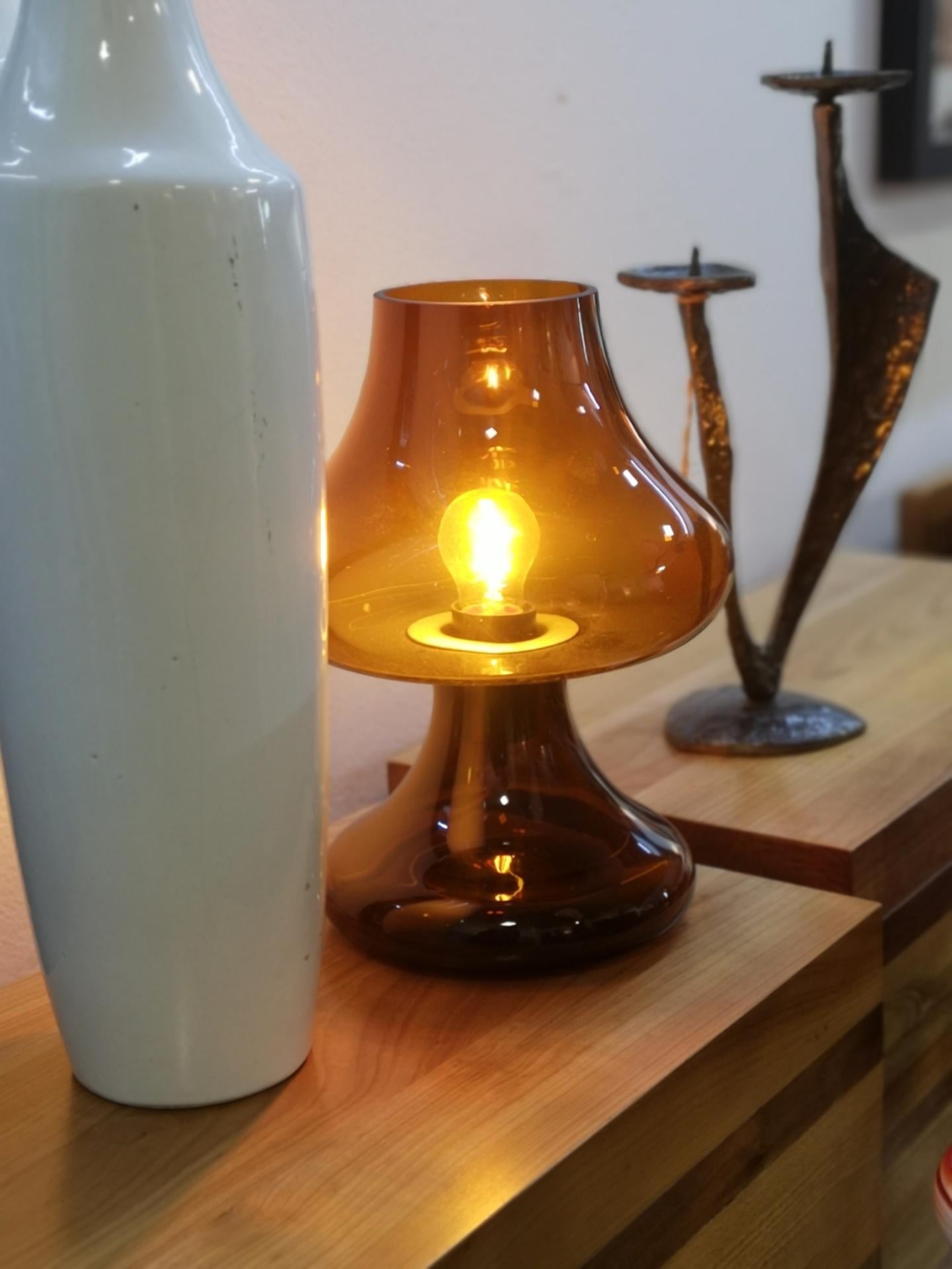 1970s amber glass lamp