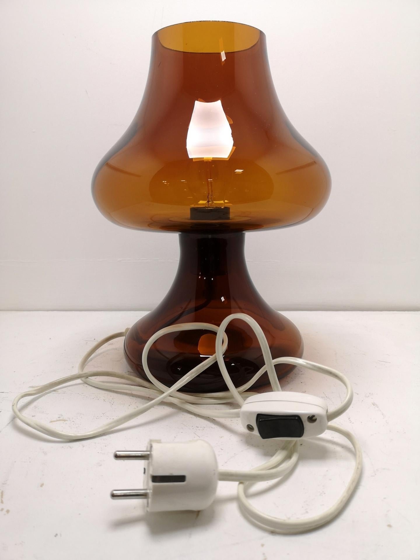 Late 20th Century Vintage Amber Glass Lamp, 1970s