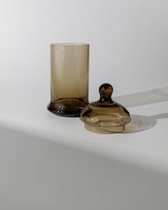 Vintage Amber Glass Lidded Box, Italy, 1970s