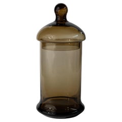 Boîte à couvercle en verre ambré vintage, Italie, années 1970