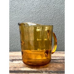 Vintage Amber Glass Pitcher