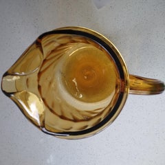 Vintage Amber Glass Pitcher with Swirl Pattern