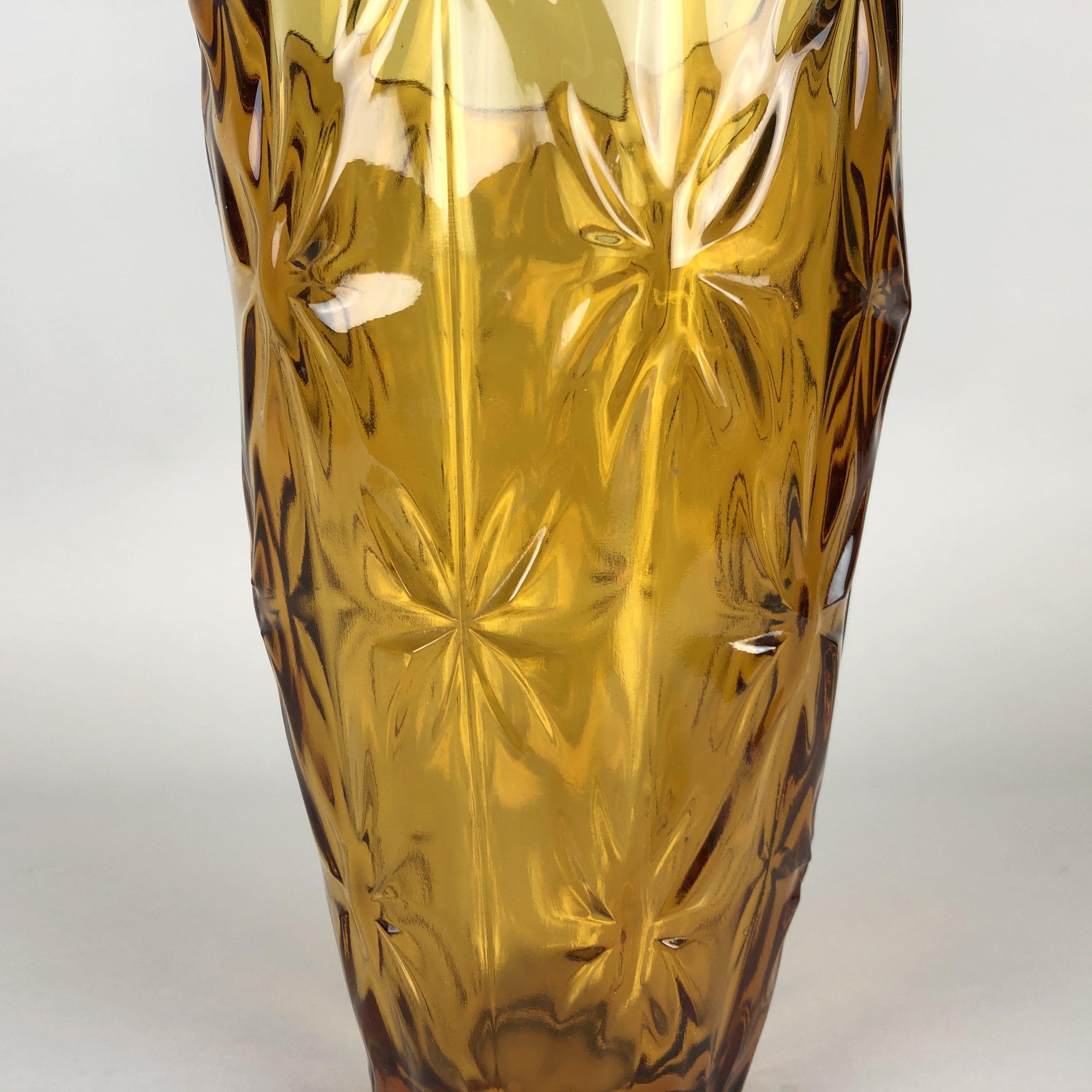 Lovely vintage amber glass, heavy vase.