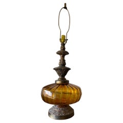 Vintage Amber Hollywood Glass Lamp