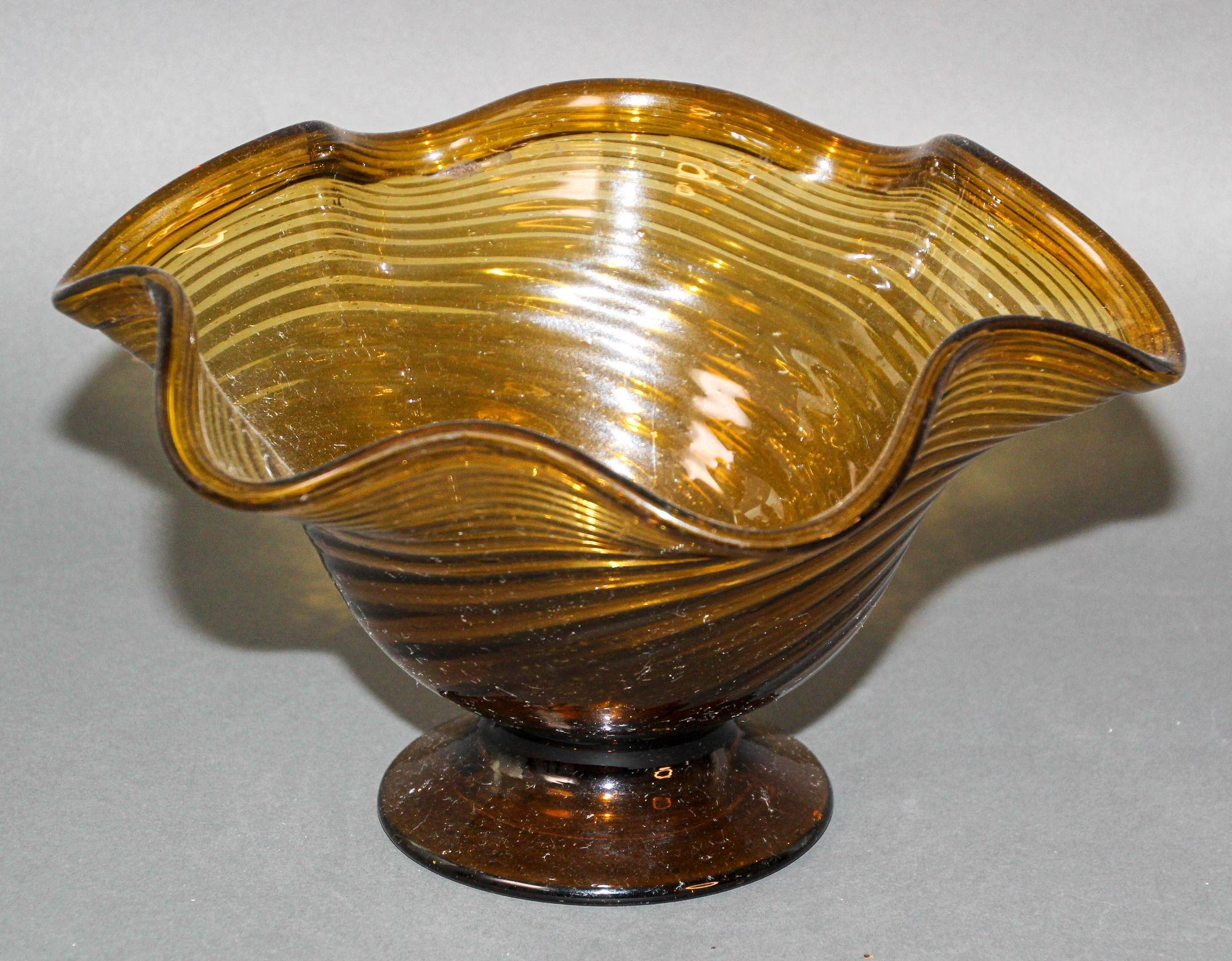 vintage amber glass fruit bowl