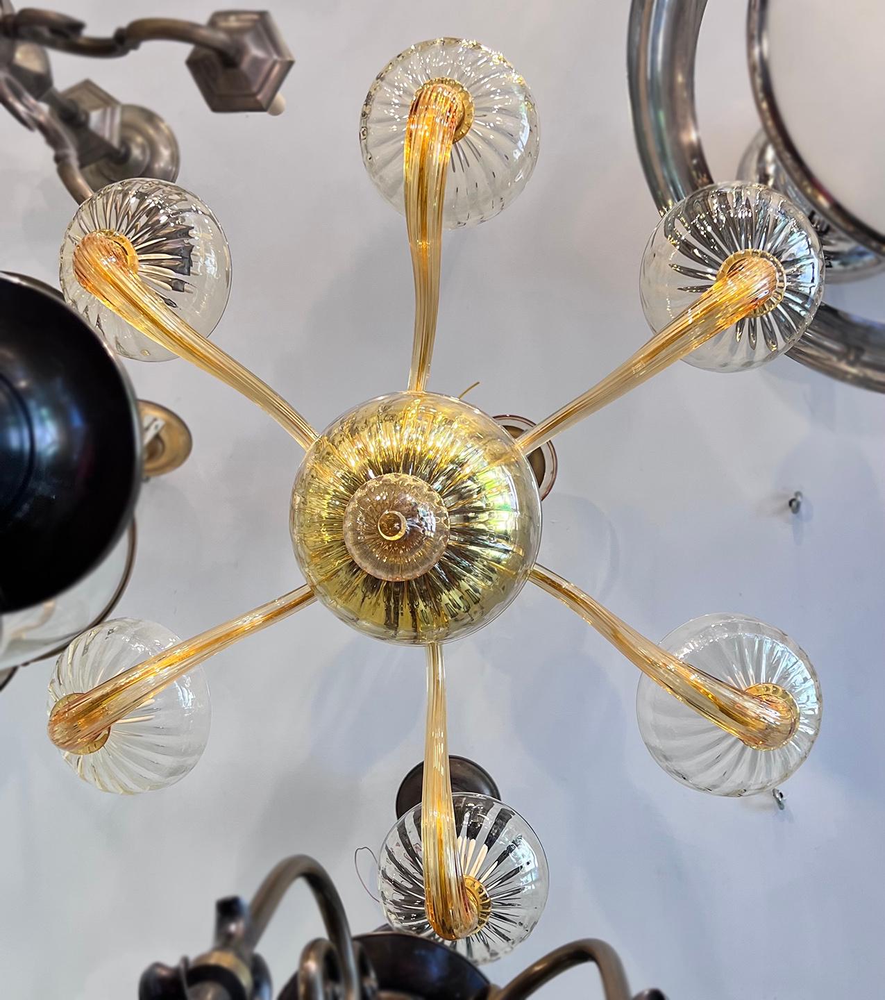 Vintage Amber Murano Glass Chandelier For Sale 1