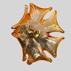 Vintage Amber Murano Glass Sconces or Flush Mount by Effetre Int., Italy 1960s