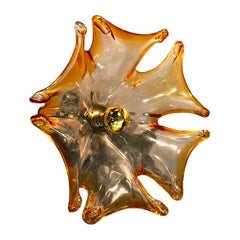 Vintage Amber Murano Glass Sconces or Flush Mount by Effetre Int., Italy 1960s
