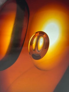 Vintage Amber Murano Sommerso Glass Owl Sculpture, Italy, 1970s