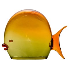 Vintage Amber Ombre Murano Glass Fish