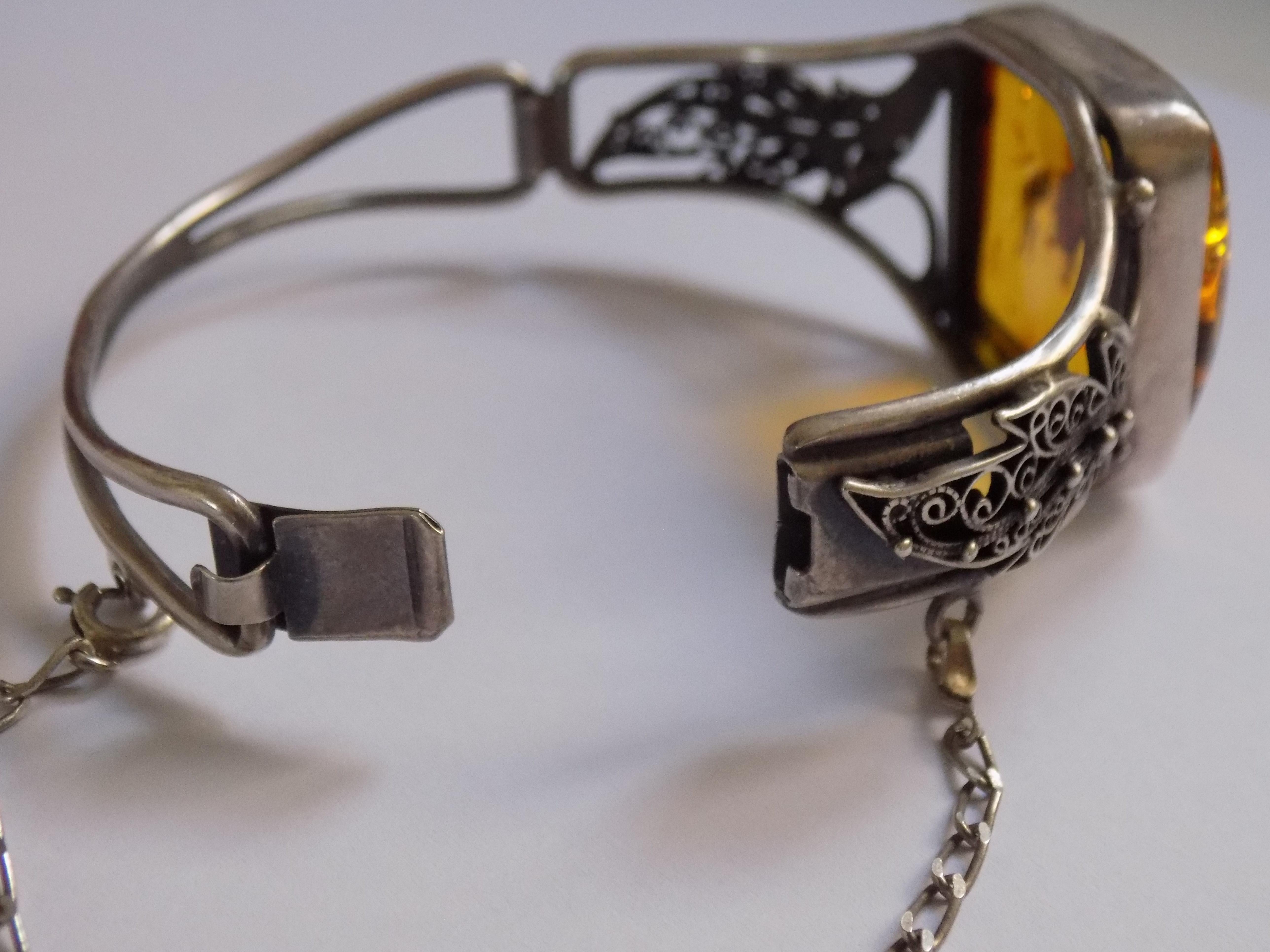 vintage amber and silver bracelet