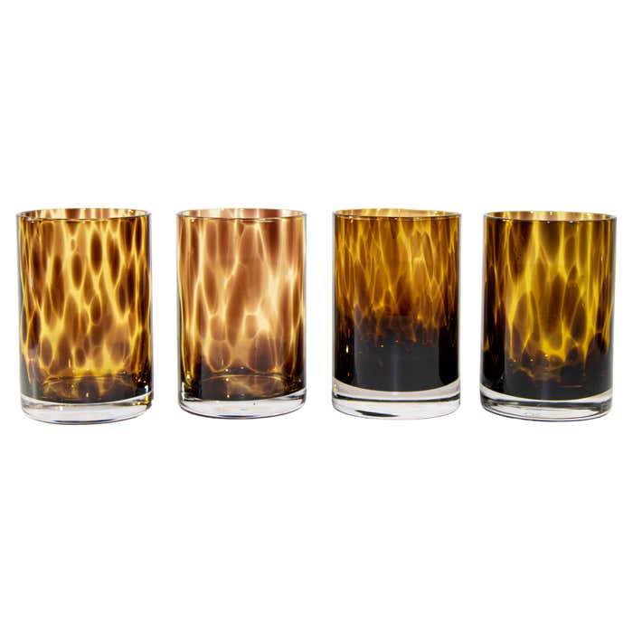 Vintage Amber Tortoise Shell Drinking Glasses Set of Four at 1stDibs