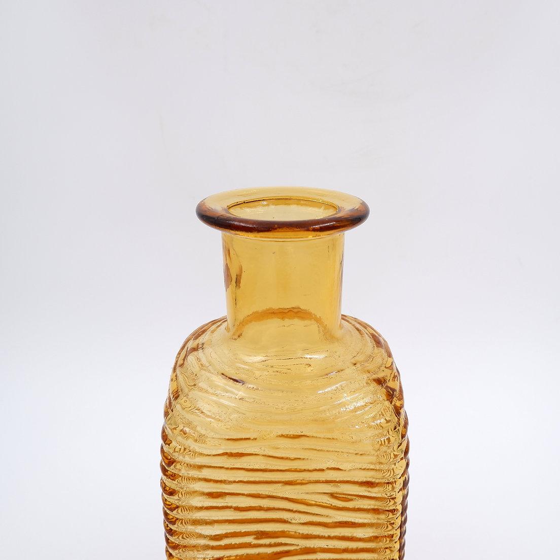 Vintage Amber Wavy Empoli Italian Glass MCM Dekanter Runde Ball Stopper im Angebot 6
