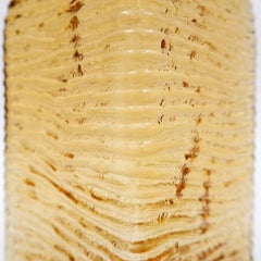 Vintage Amber Wavy Empoli Italian Glass MCM Decanter Round Ball Stopper