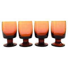 Vintage Amber Wine Goblets - Set of 4