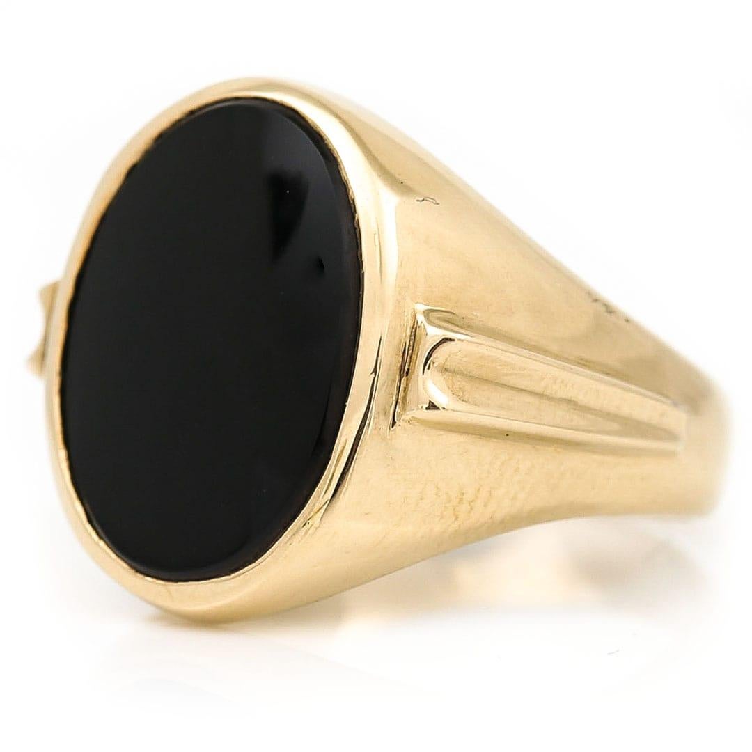 mens vintage gold onyx ring